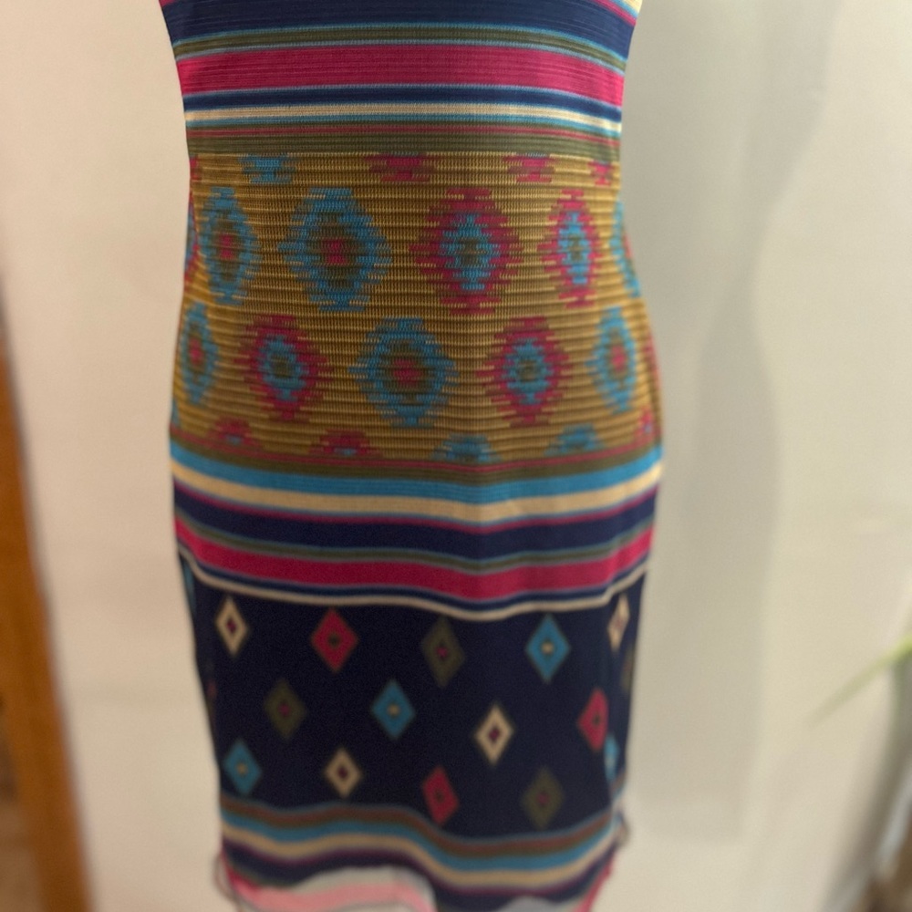 Hana Printed Bodycon Dress Boho Southwestern Sleeveless Stretch S - Picture 4 of 8